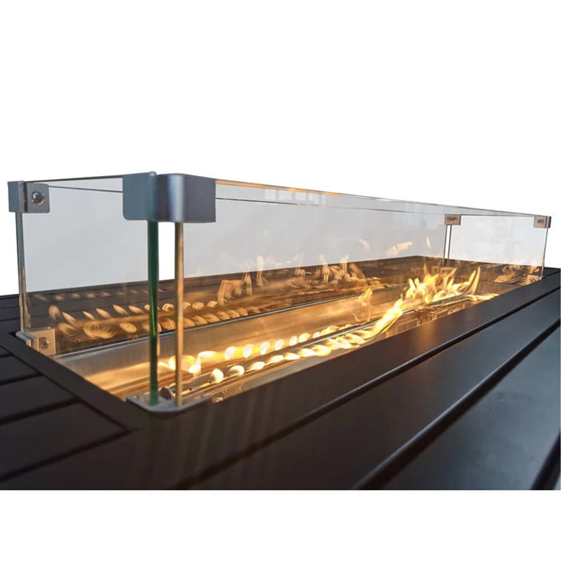 Table de foyer d'extérieur en acier au propane avec couvercle