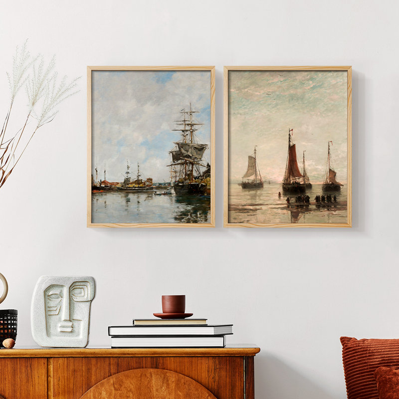 «Vintage Nautical IX», 2 pièces sur papier, Naturel, H 14 po x l 22 po