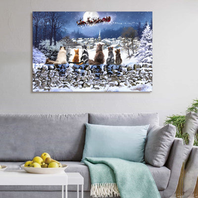 Père Noël, peinture sur toile à cadre flottant
