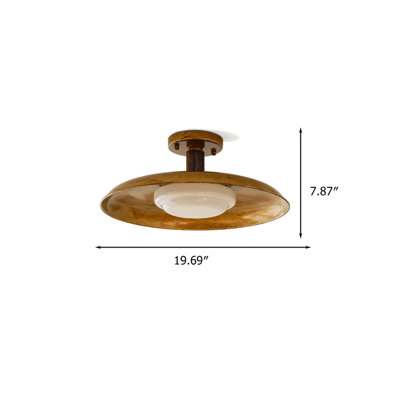 Plafonnier encastré de luxe vintage en fer forgé vieilli de 50 cm (19,69 po) avec abat-jour intérieur en acrylique – Lampe de plafond minimaliste pour couloir, entrée, chambre ou bureau