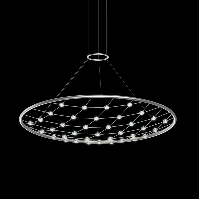 Constellation Galaxy Matrix 48" Round LED Pendant W/ 20" Cord/Cable - Bright Satin Aluminum, 12" H x 48" W x 48" D
