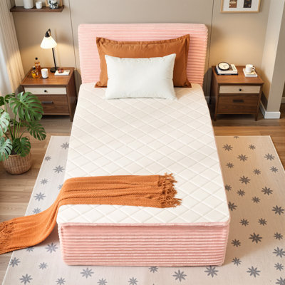 Lit plateforme simple tapissier avec matelas intégré, ensemble de compression dans une boîte - aucun assemblage requis