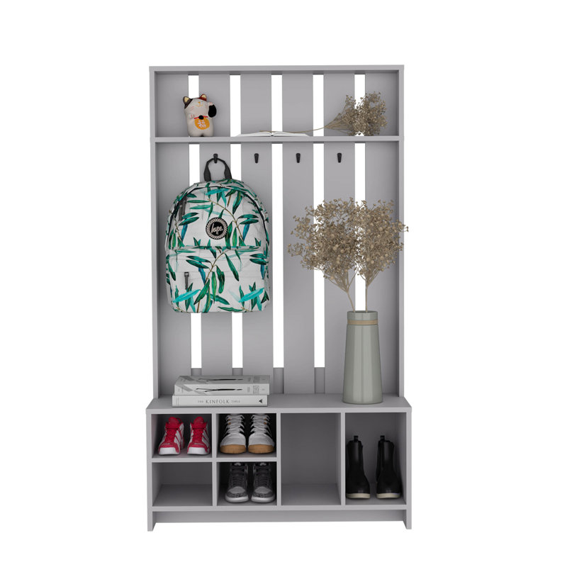 Hall Tree With 7 Shelves
