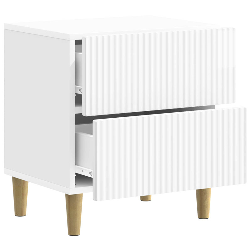 43cm W Manufactured Wood Bedside Table, High Gloss White