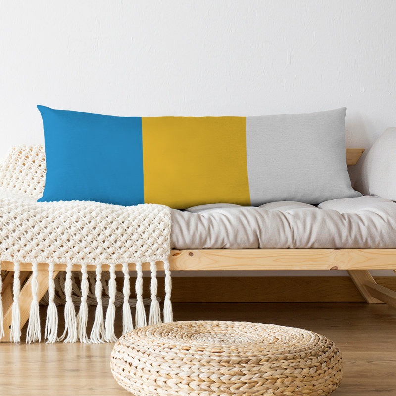 Stripes Medium Polyester/Polyfill Body Pillow, Blue/Yellow/White, Addington Football