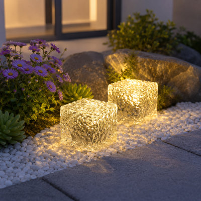 3-Pack Solar Brick Landscape Lights for Outdoor Yard, Pathway, Patio, Walkway and Backyard Garden Decor