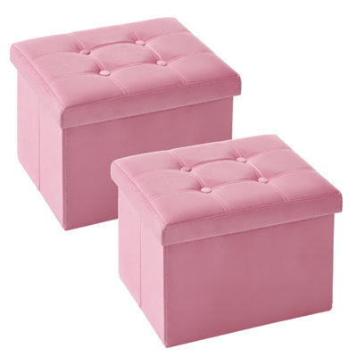 Folding Storage Ottoman Velvet Footstool