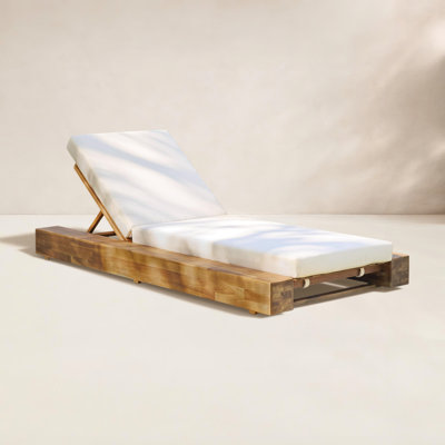 Donnie 39" Acacia Patio Chaise Lounge Set