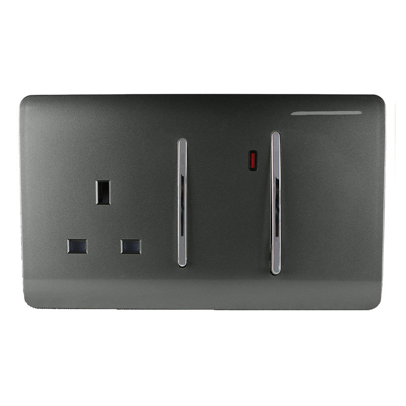 Trendi Switch 45 Amp Cooker Switch & 13 Amp Plug Socket with Neon, Charcoal
