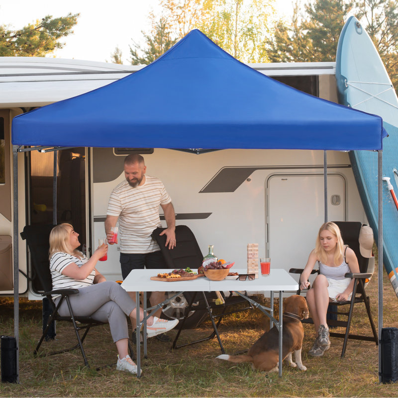 Fold Outdoor Table With Outdoor Canopies, 29.13" H x 48.03" W x 23.62" L