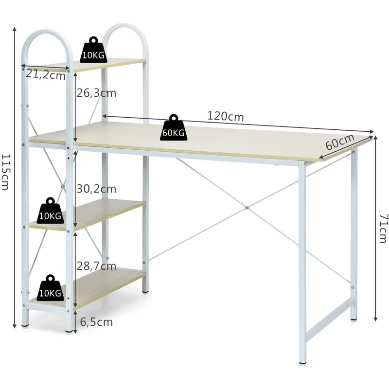 Computer Desk, White, Wood