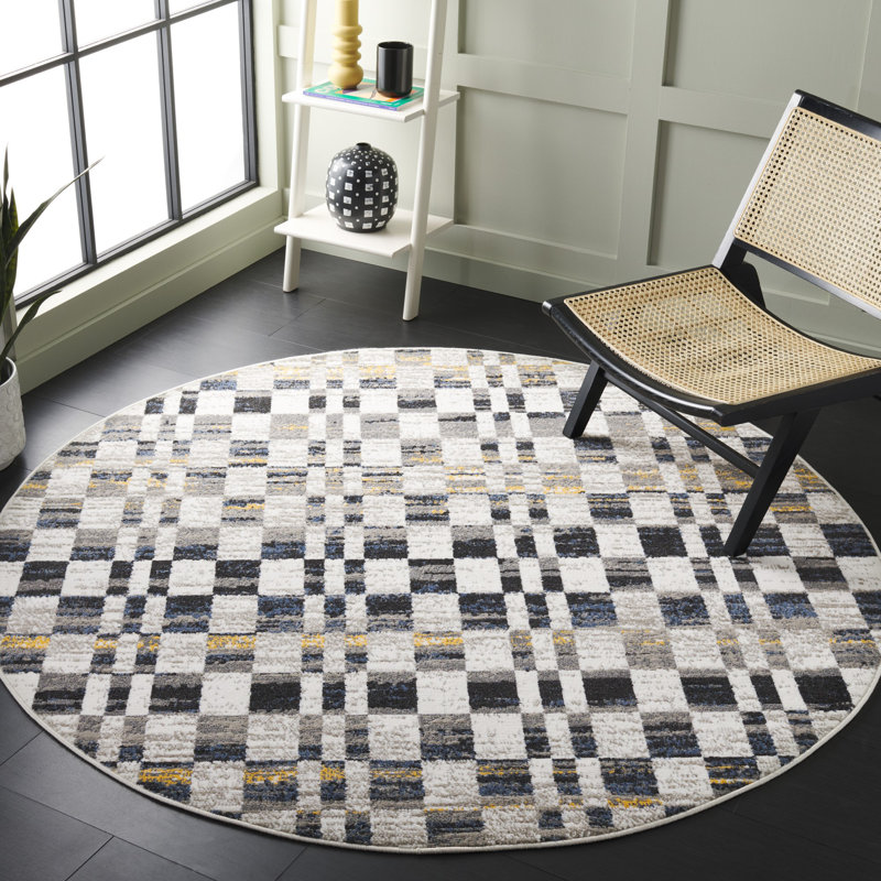 Pyramid Performance Geometric Rug, Round 6'7"