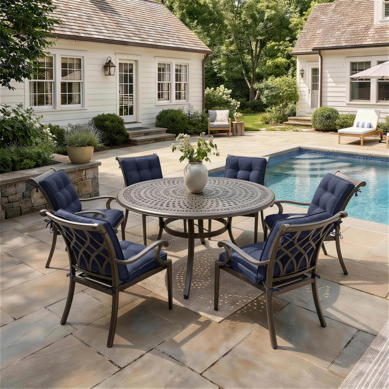 Outdoor/Indoor High Back Chair Cushions, 22.5" W x 22.5" D, Navy