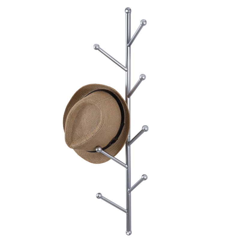 8 Hook Wall Mounted Metal Coat Rack with Branch Style Hooks