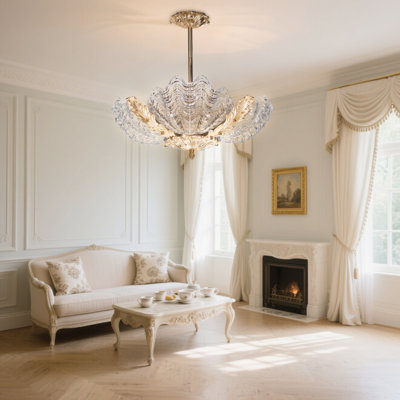 Lustre 19 lumières coquille transparente 19 pouces avec ampoules E12 Golden Art