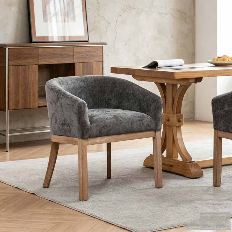 Modern Upholstered Barrel Dining Chairs, Gray
