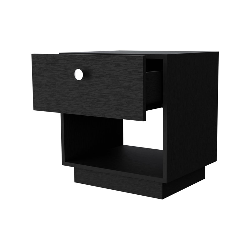 Febo 18.50'' W Wood Nightstand, Black