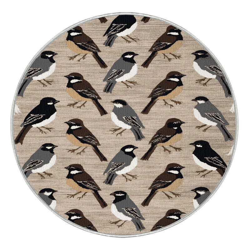  Tapis lavable à œil foncé Junco Birds, Rond 5 pi