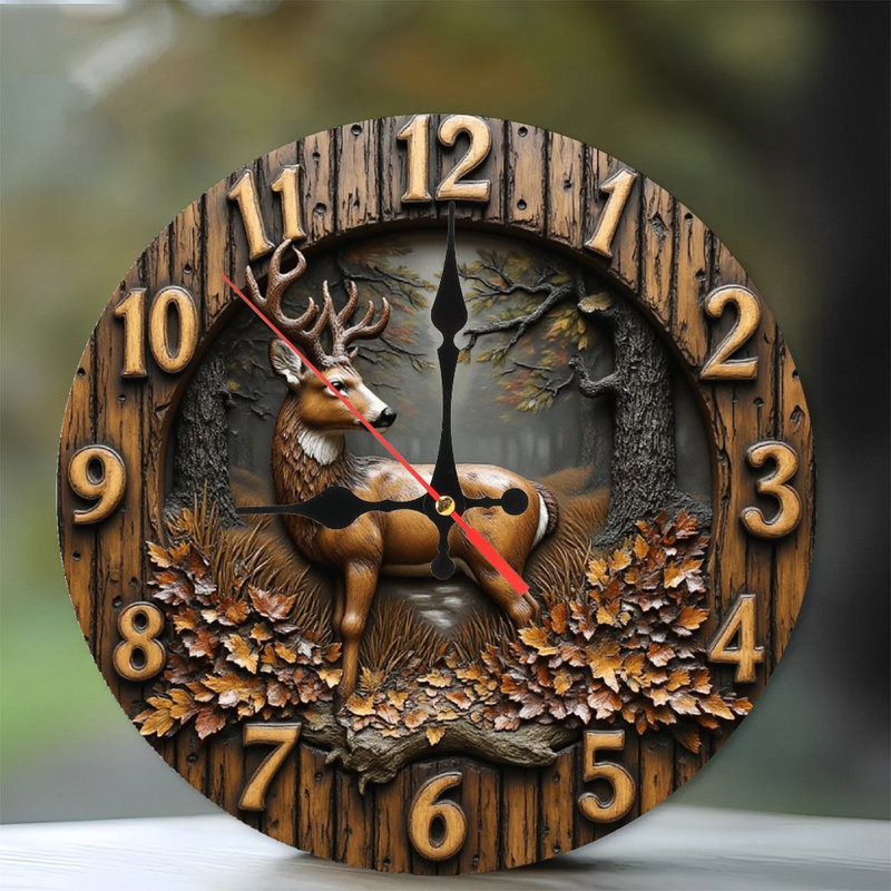 Horloge murale en bois de cerf
