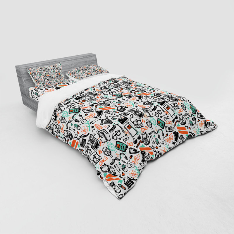 Ensemble de housse de couette en microfibre moderne et contemporain, Housse de couette grand + 3 pièces supplémentair