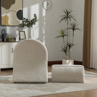 Fauteuil rembourré moderne sans accoudoirs de 24,8 po de largeur avec repose-pieds avec rangement, fauteuil d'appoint en chenille pour le salon, la chambre à coucher, le bureau et la salle de lecture