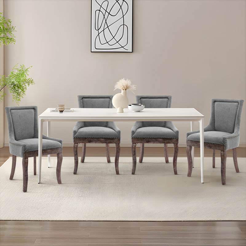 Buckhalt 20.8'' H Velvet Upholstered Dining Chair, Gray