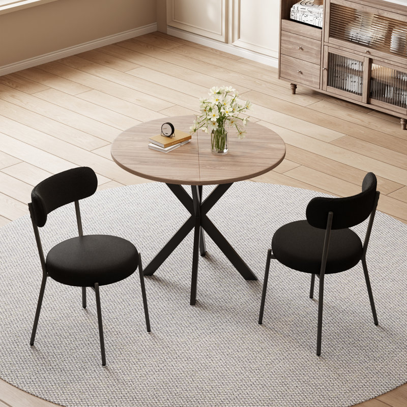 Table de salle à manger moderne 31,5 po, table de cuisine à pieds en métal, table de salle à manger compacte pour petits espaces, table de coin-repas robuste, table ronde abordable pour appartement, café et salon