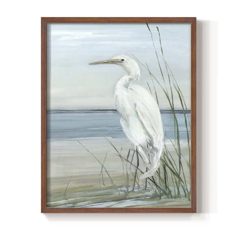 Summertime Heron II, reproduction encadrée - bois massif, H 15 po x l 12 po, Noyer