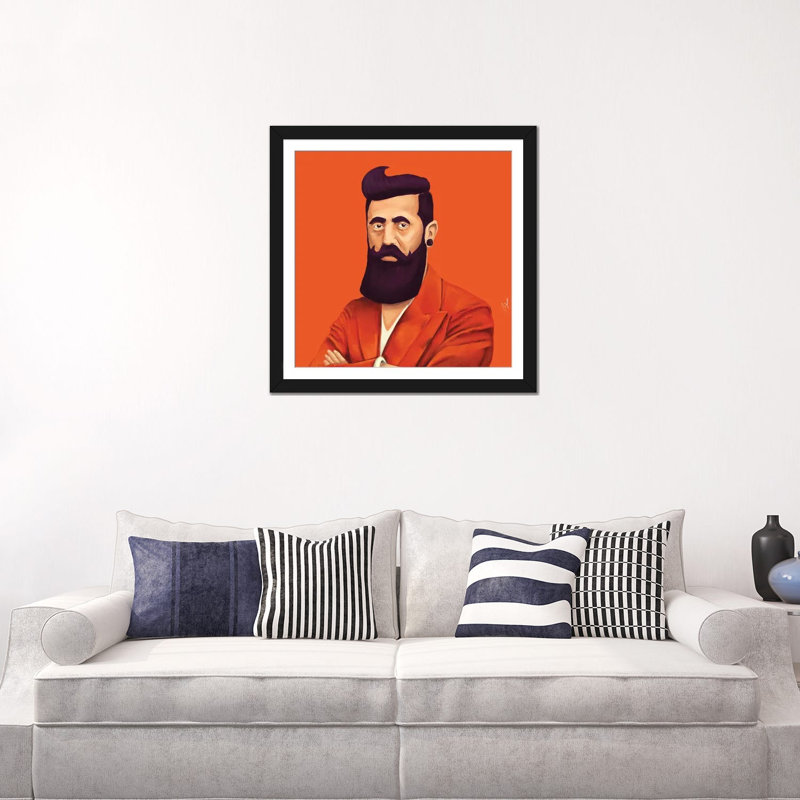 Benjamin Zeev Herzl, 24" H x 24" W x 1" D, White, Black Open Corner Framed Paper