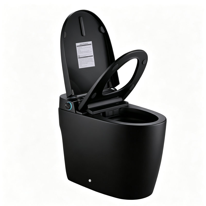 Toilette intelligente noire conforme aux normes ADA avec siège chauffant, bidet intégré, séchoir à air chaud, ouverture automatique du couvercle, télécommande, veilleuse, entraxe de 30,5 cm (12 po).
