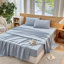 Ensemble de draps 4 pièces 100 % coton lavé : 1 drap plat, 1 drap-housse et 2 taies d’oreiller-124541784-136387732