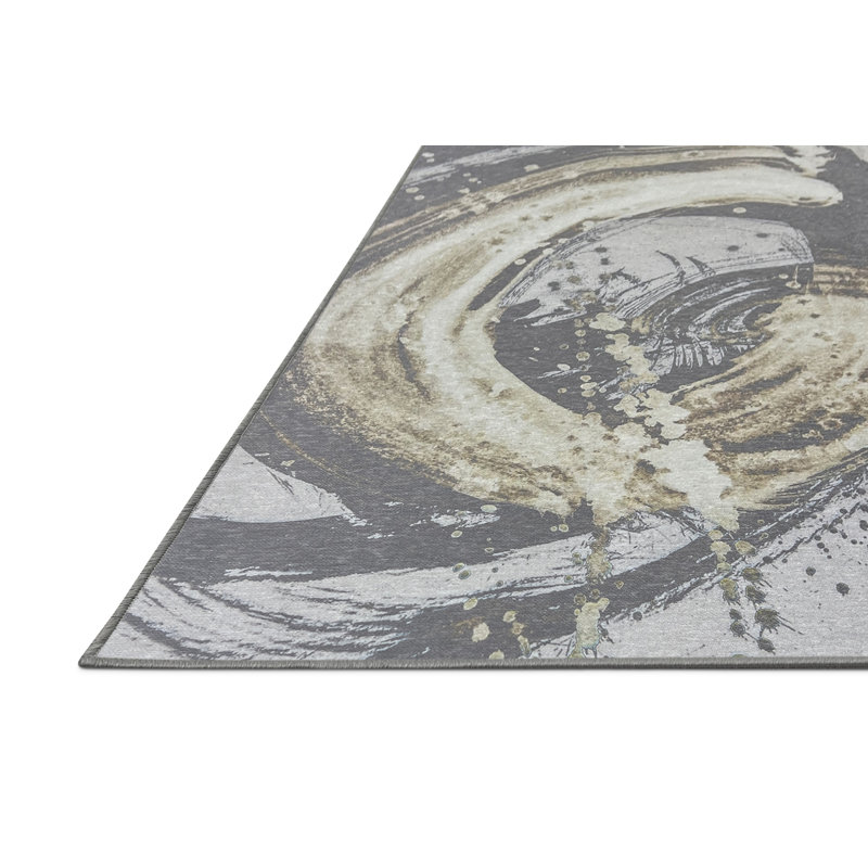 Tapis abstrait en chenille / polyester tissé à la machine Erofelia, Rectangle 4 pi x 6 pi