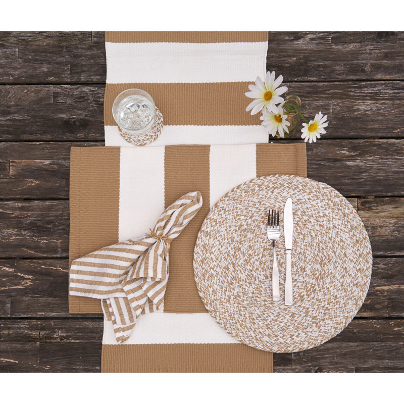 Seersucker Khaki Napkin S/6, Beige