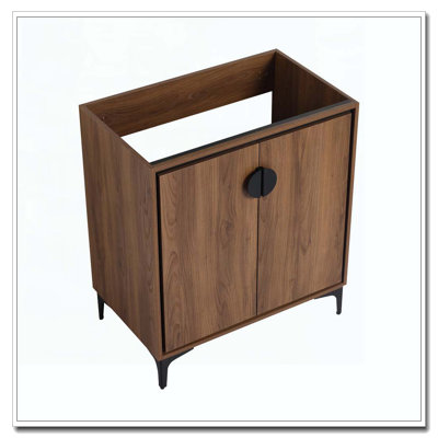Armoire de meuble-lavabo autoportante avec cadre en bois d'ingénierie à deux portes