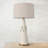 Adeline Stoneware Conical Table Lamp with Cream Crackle Glaze and Natural Linen Shade