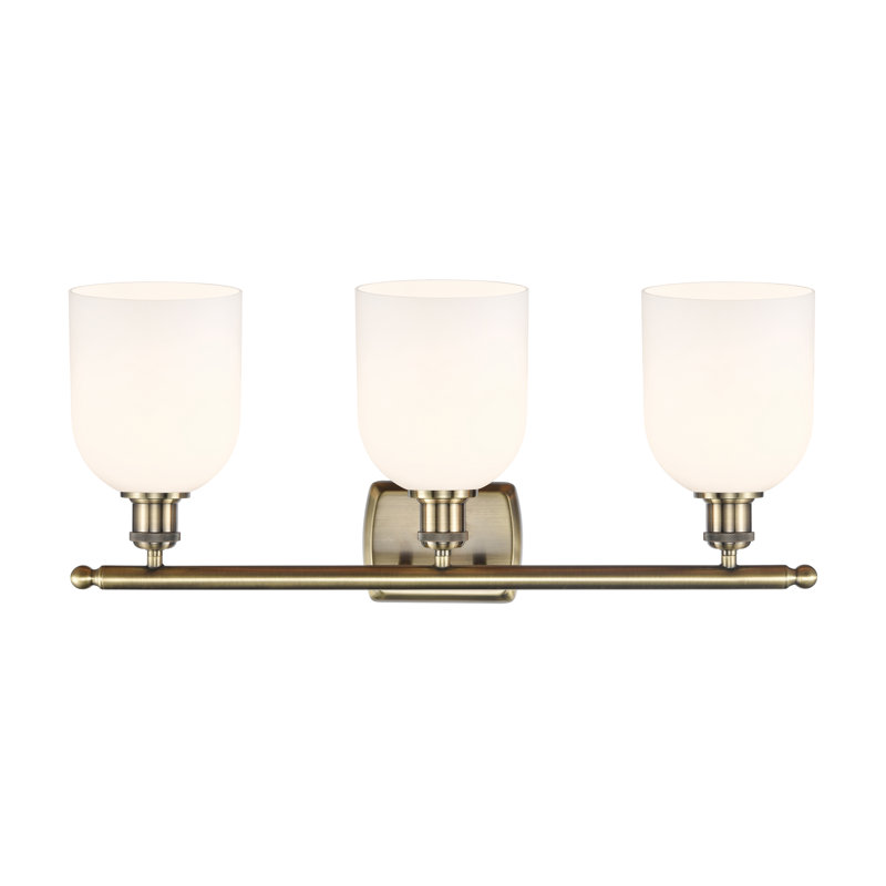 Anacaren 3 - Light Dimmable Vanity Light, Glossy White, Antique Brass