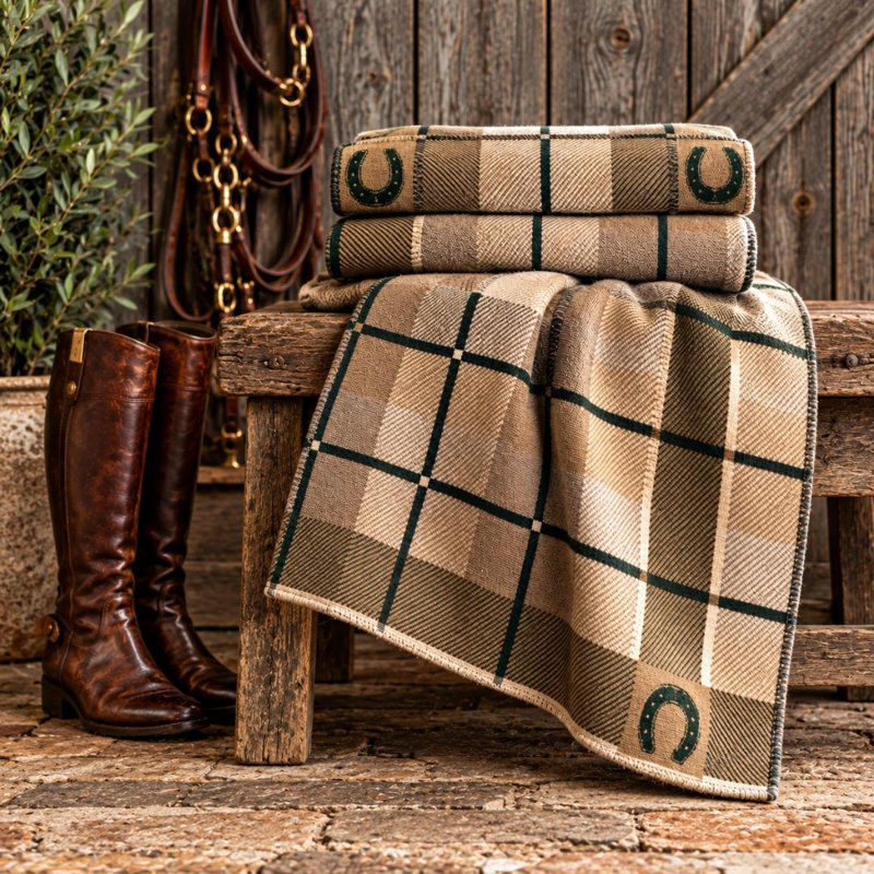 In2Green Country Equestrian Plaid Knit Throw