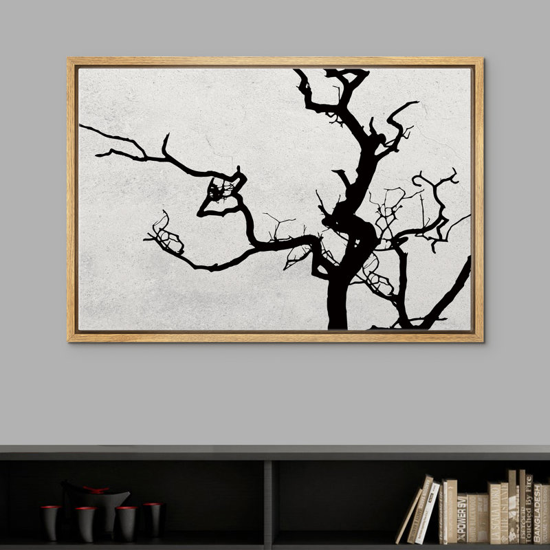 Signe, reproduction d'art sur toile encadrée, arbre, silhouette et fond gris, illustrations de plantes, impressionisme, noir et blanc, pour le salon, la chambre à coucher, le bureau