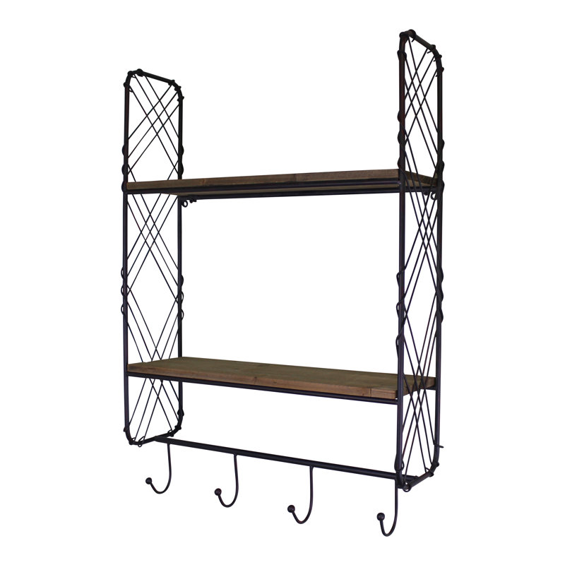 Ishika 2 Piece Accent Shelf with Hooks