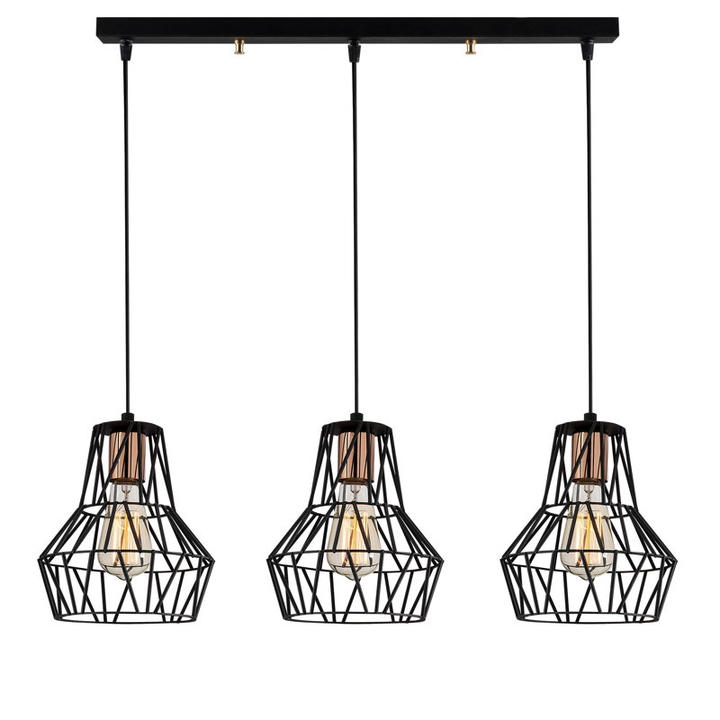 Luminaire suspendu géométrique à 3 lumières pour îlot de cuisine Dartford