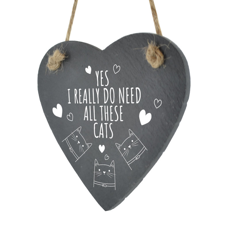 Hemenway All These Cats Heart Slate Wall Décor