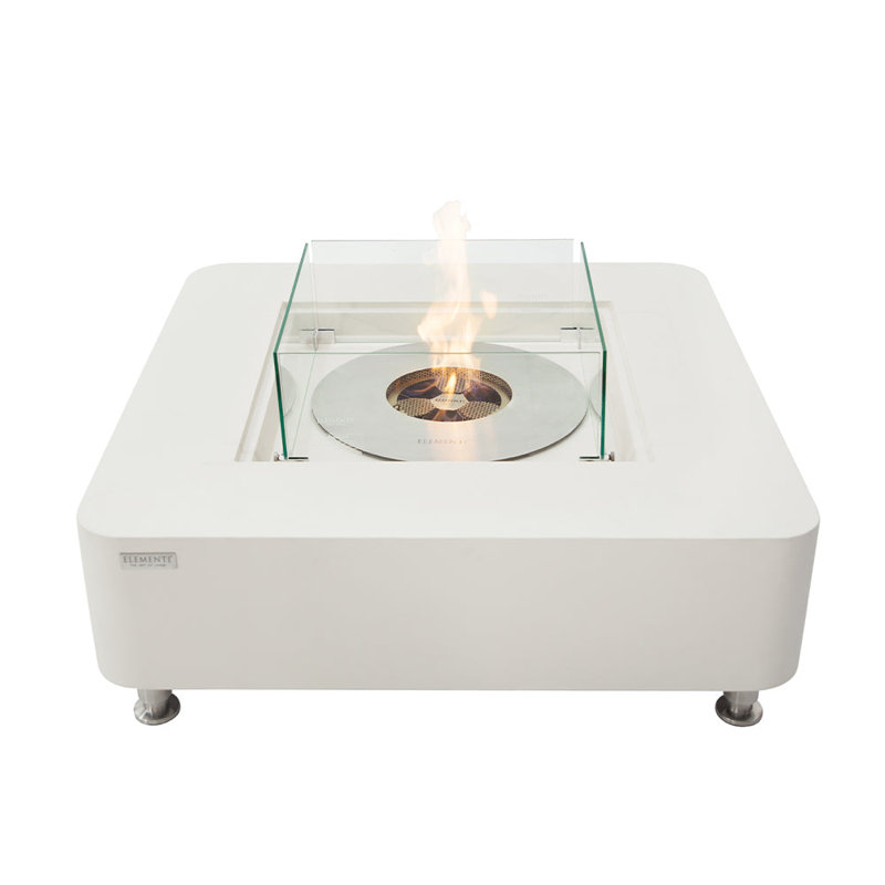 Brisseyda Square Concrete Bio-Ethanol Smokeless Fire Pit Table, Cream White