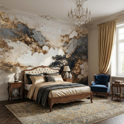 Abstract Landscape Wallpaper Mountains Clouds Wall Mural