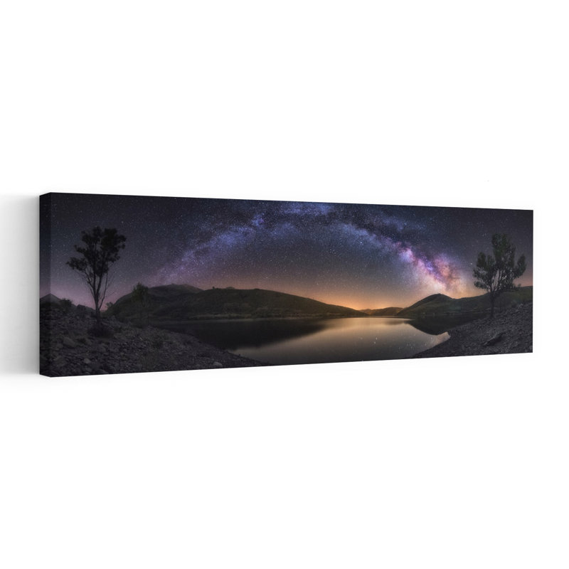 Milky Way Lake Reflection by Carlos F. Turienzo - Wrapped Canvas Panoramic Print, 40.64 cm H x 121.92 cm W