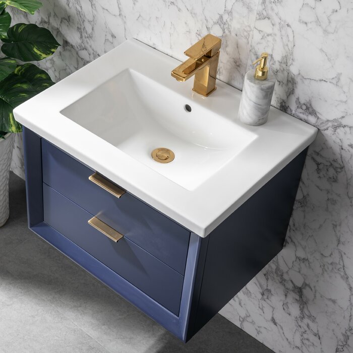 Everly Quinn Draven 24'' Single Bathroom Vanity with Ceramic Top ...