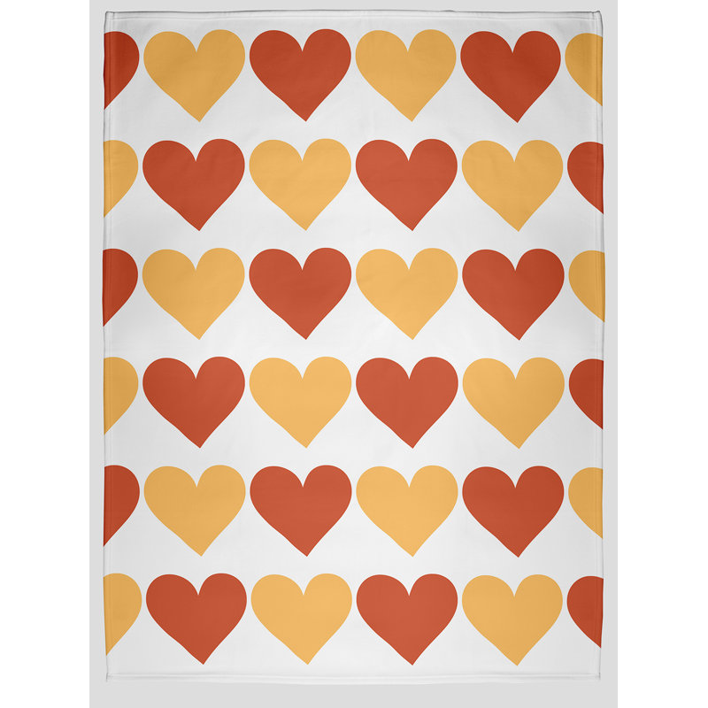 Alternating Hearts Valentine's Day Throw Blanket, Egg Yolk Yellow, 50" W x 60" L