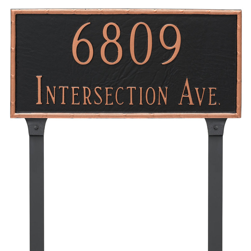 Washington Rectangle 2-Line Lawn Address Sign, Black/Copper, Yes