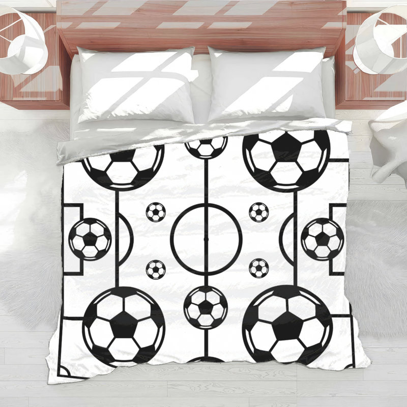 Couette à motif de terrain de football, Twin Extra Long, Black White