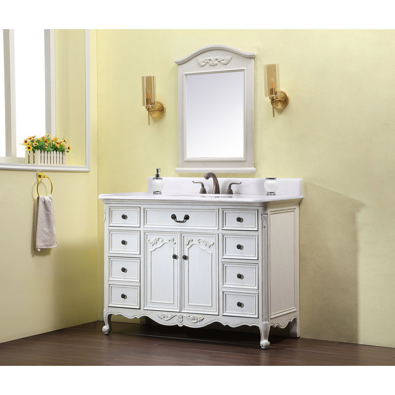 Ensemble de meuble-lavabo simple 48 po Angelique, Blanc, Blanc pur