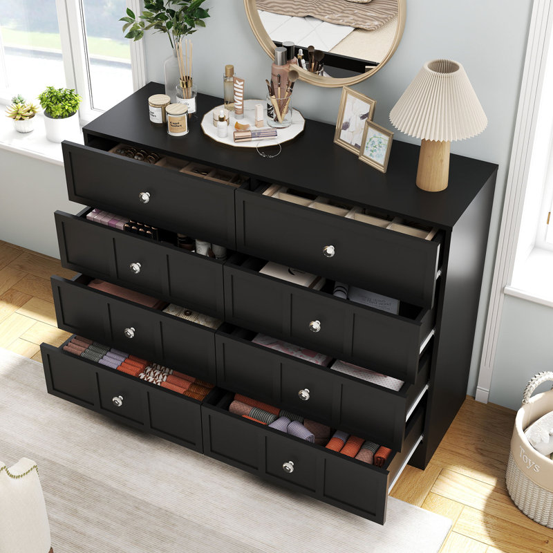 Commode double 47 tiroirs l 47 po, Noir